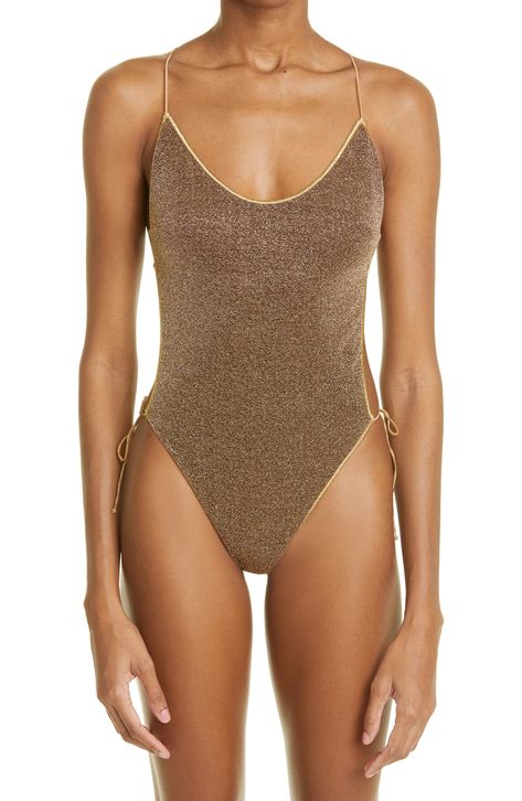 Oséree Lumière Tie Back One-Piece Swimsuit available at #Nordstrom Italian Swimsuit, Tie Backs, Tie Back, Designer Outfits Woman, Clothing Items, One Piece Swimsuit, The Sun, Designer Clothing, Hand Wash