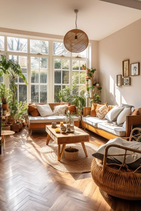 Cozy Mid Century Modern Living Room, Family Friendly Living Room, Earthy Living Room, Home Design Living Room, Boho Interior, Boho Living, Boho Living Room, Living Room Inspo, Dream House Decor