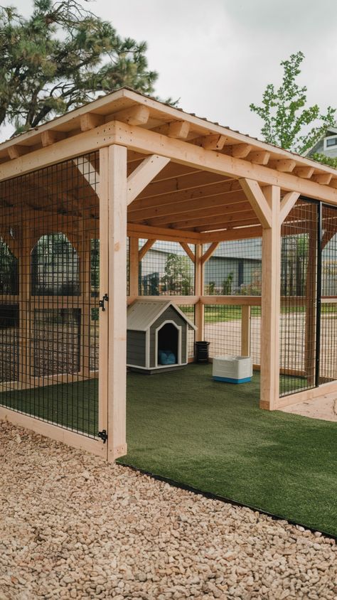 Need a safe space for your dog? These outdoor dog pen ideas offer secure, stylish solutions for any backyard—whether you need a large enclosure or a portable option. 🏡🐶 #DogPensOutsideBackyards #DogKennelDIYOutdoor Diy Dog Playground, Garage Dog Kennel, Dog Pens Outside, Outdoor Dog Kennel Ideas, Dog Run Ideas, Diy Dog Run, Dog Nook, Dog Play Area, Diy Dog Fence