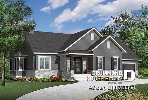 Drummond House Plans, Ranch House Plan, Floor Plan Layout, Grey Houses, Country Style House Plans, Country House Plan, Ranch House Plans, Transitional House, Garage Plans