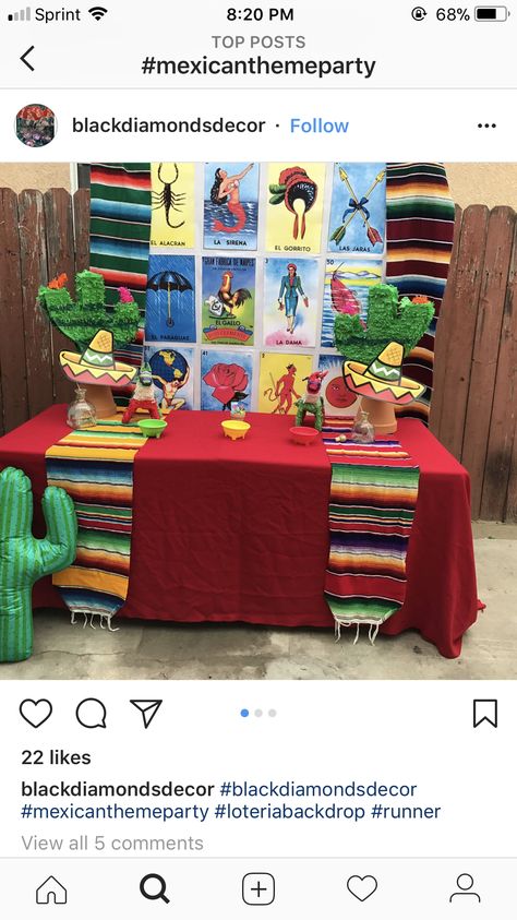 Loteria Backdrop Ideas, Loteria Birthday Party Theme, 60th Birthday Fiesta, Loteria Party Ideas, Loteria Party, 29th Birthday Cakes, Mexican Birthday Party, 18th Birthday Party Themes, Mexican Birthday Parties