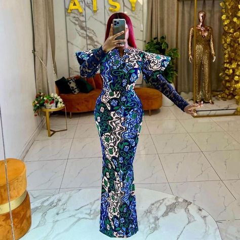 Aisy Fashion, Latest Ankara Dress Designs, Ankara Pencil Gown, Big Gowns, Nigerian Ankara Styles, Owanbe Styles, Pencil Gown, Latest Ankara Long Gown Styles, Latest Ankara Dresses