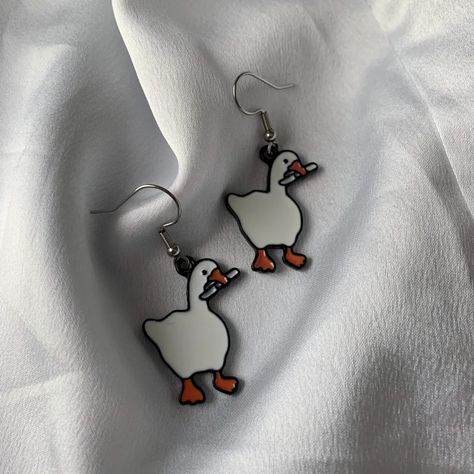 Duck With PINK Knife Earrings Meme Earrings - Etsy Pink Knife, Duck With Knife, Silly Earrings, Knife Earrings, Crazy Earrings, Weird Jewelry, Funny Earrings, Quirky Earrings, Funky Earrings