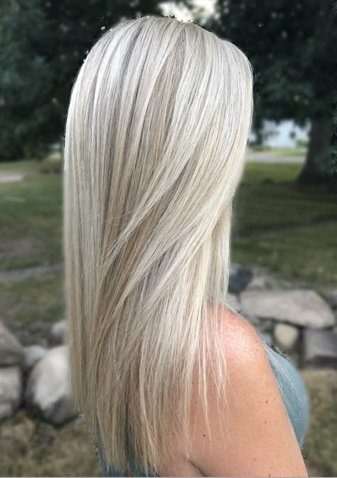 Platinum Blonde highlights Blond Hair With Highlights Platinum, Blonde Icy Highlights, Silver Blonde Highlights On Blonde Hair, All Over Cool Blonde Hair Color, Heavy Icy Blonde Highlights, Platinum Blonde Heavy Highlights, Ash Blonde Platinum Highlights, Full Icy Blonde Highlights, Partial Highlights Blonde Platinum