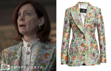 Elsbeth: Season 1 Episode 10 Elsbeth's Floral Jacquard Blazer Elsbeth Tascioni Outfits, Jacquard Blazer, Escape The Night, 19 Kids And Counting, 90 Day Fiance, Brooklyn Nine Nine, Eva Longoria, Batwoman, Floral Jacquard