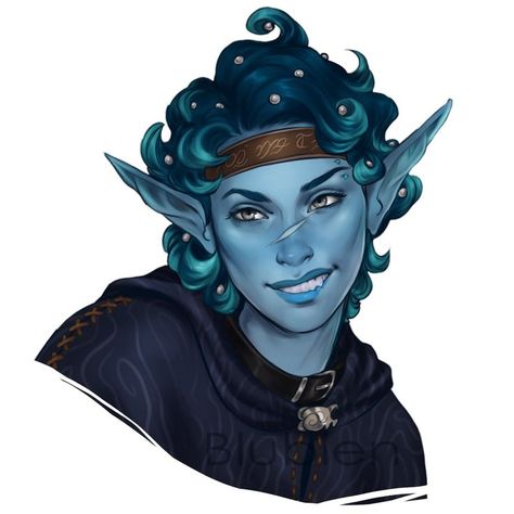 blue skinned female elf for ttrpg dungeons and dragons fantasy gaming Water Elf Art, Female Water Genasi, Water Genasi Female, Water Character Design, Triton Dnd, Rachel Denton, Water Elf, Water Genasi, Sea Elf