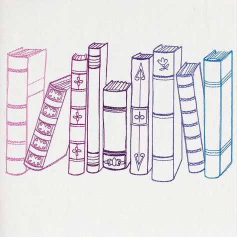 Bookshelf Border | Urban Threads: Unique and Awesome Embroidery Designs Book Spine Drawing, Bookshelf Tattoo Ideas, Book Shelf Tattoo, Book Drawing Simple, Bookish Drawings, Bookshelf Tattoo, Bookshelf Drawing, Library Drawing, Books Drawing