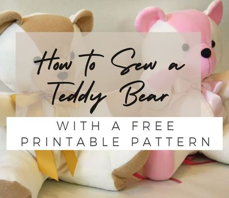 Diy Bears Pattern, Bear Fabric Pattern, Teddy Bear Memory Shirt, Teddy Bear From Old Shirt Pattern, How To Make A Bear Out Of A Shirt, Making Teddy Bears Out Of Shirts, How To Sew A Teddy Bear Pattern, Diy Bear Pattern, Material Teddy Bear Pattern