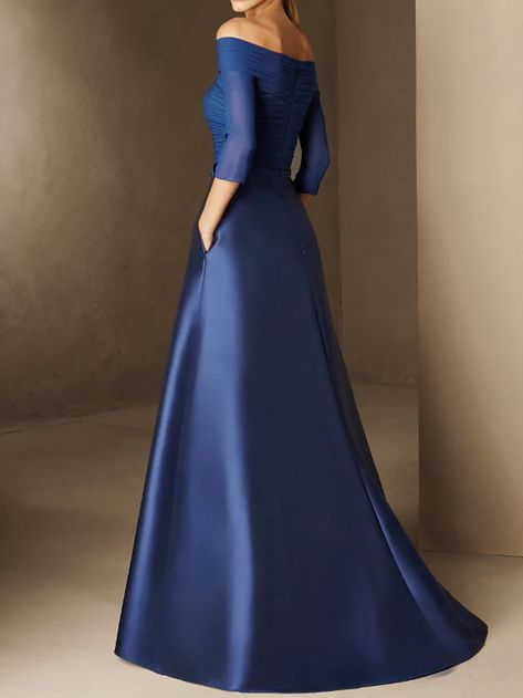 A-Line Minimalist Elegant Engagement Formal Evening Dress Off Shoulder Half Sleeve Floor Length Chiffon Satin with Ruched 2021 2021 - US $119.99 Dress Engagement, Gown Elegant, Mother Of The Bride Gown, Evening Dresses Online, Fall Wedding Guest, Bride Gown, Cheap Evening Dresses, Evening Gowns Elegant, Mother Of The Bride Dress