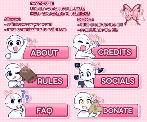 Chibi Twitch Panels, About Me Panel Twitch, Twitch About Me Panel Free, Vtuber Lore Ideas, Pngtuber Avatar Base, Vtuber Toggle Ideas, Png Vtuber Base, Twitch Emoji Base, Twitch Pfp Ideas