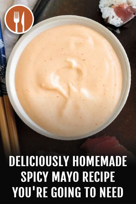 This homemade spicy mayo recipe is delicious on almost everything, from sushi, to burgers, and french fries. Spicy Mayo Recipe Sushi, Spicy Mayo Recipe, Bone Apple Teeth, Mayo Recipe, Spicy Mayo, Sushi Rolls, Daily Meals, Yummy Appetizers, French Fries