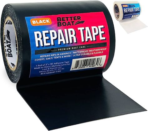 Repair Tape Fabric Repair Boat Covers Canvas Tent Repair Tape Pop Up Camper RV Awning Repair Tape Tarp Canopy Tear & Vinyl Waterproof Bimini Tops Sail Air Mattress Patch Kit 30FTx3 Black Heavy Duty : Amazon.ca: Sports & Outdoors Hardware Tape, Canvas Awnings, Rv Awning, Repair Tape, Canvas Tent, Best Boats, Boat Covers, Pop Up Camper, Air Mattress