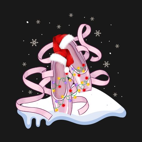 Pink Ballet Shoes Christmas Lights Ballerina Pajamas Apparel - Pink Ballet Shoes Christmas Lights Ball - T-Shirt | TeePublic Ballerina Images, Christmas Ballerina, Ballet Christmas, Christmas Ballet, Christmas Tree Decorating Tips, Pink Ballet Shoes, Ballerina Ornaments, Winter Dance, Christmas Windows