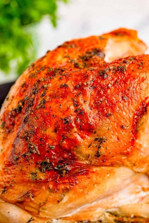 This Herb Roasted Turkey Breast recipe is your shortcut to a flavorful Thanksgiving turkey! The meat is coated with an herb-infused butter that takes only 5 minutes to prep. Herb Roasted Turkey Breast, Herb Roasted Turkey, Cornbread Dressing Southern, Herb Turkey, Slow Cooker Turkey Breast, Infused Butter, Crockpot Turkey, Brine Recipe, Turkey Breast Recipe