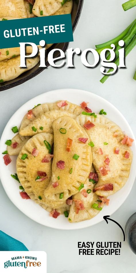 These gluten-free pierogi, made with tender dough and a rich potato, onion, and cheese filling, are a rewarding weekend project perfect for a group cooking session. The result is a plate of golden, flavorful dumplings that make the effort well worth it. Gluten Free Ukrainian Recipes, Gluten Free Perogy Dough, Gluten Free Stuffed Bread, Gluten Free Pierogi Dough, Gluten Free Make Ahead Meals, Easy Dinner Ideas Gluten Free, Easy Gluten Free Dairy Free Dinner, Gluten Free Perogies Recipe, Gluten Free Pierogi