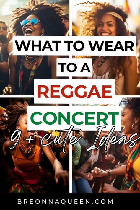 "Get ready to groove in style with these fashion tips for women attending a reggae concert. Embrace the reggae vibes with breezy silhouettes, bold prints, and a touch of bohemian flair. #ReggaeFashion #ConcertOutfitIdeas #BohoChic" Rasta Inspired Outfits, Rasta Party Outfit, Outfits For Reggae Concert, Reggae Outfits For Women, Island Concert Outfit, Reggae Inspired Outfits, Bob Marley Outfit Women, Dancehall Concert Outfit Ideas, Reggae Outfit Ideas