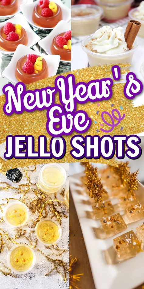 New Years Jello Shots Recipe, New Year’s Eve Jello Shots, New Years Eve Jello Shots, New Years Jello Shots, Shots For A Party, Jello Shot Ideas, Holiday Jello Shots, Strawberry Margarita Jello Shots, Rum Jello Shots