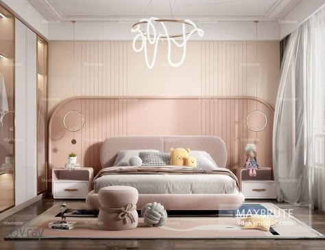 Bedroom vol10 2021 - Maxbrute Furniture Visualization Bedroom Korea, Bedroom Playground, Modern Feminine Bedroom, Lady Bedroom, Daughter Room, Windows Bedroom, Kids Room Bed, Luxury Kids Bedroom, Bedroom Design Modern