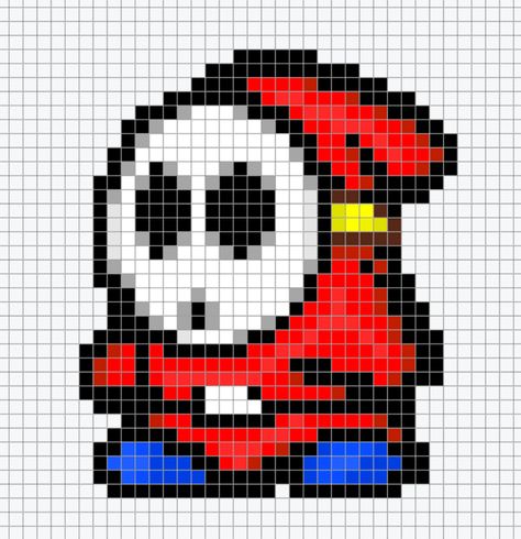 Mario Shy Guy Chart Pixel Art Pixel Art Logo, Pixel Art Mario, Image Pixel Art, Perler Bead Mario, Easy Pixel Art, Perler Art, Pixel Art Templates, Shy Guy, 8bit Art