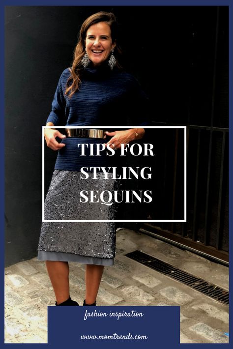 How to wear sequins. Tips for styling an outfit with sequins. #holidaystyle #fashiontips #outfitinspiration #ootd #holidayfashion #fallfashion #winterfashion #outfitidea #winteroutfit Sequins Top Outfit, Women Pants Outfit, Mom Trends, Cozy Winter Outfits, Stylish Mom, Fashion For Women Over 40, Fashion Friday, Fashion Trends Winter, Mama Style