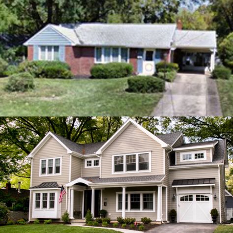 Before and after: second floor addition Adding A Second Story To A House Before And After, Bungalow To 2 Storey Before And After, 2nd Floor Addition Before And After, Second Story Addition Before And After, Ranch Addition Ideas Second Story, 2nd Story Addition Before And After, Second Floor Addition Before And After, Exterior Ranch Remodel, 2nd Floor Addition