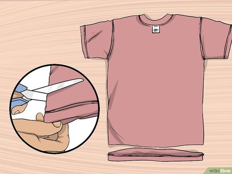 4 Ways to Hem Shirts - wikiHow Gamle T Shirts, Shirt Alterations, Sewing Tshirt, Sewing Hems, T Shirt Hacks, Long Tee Shirts, Shirt Hacks, Sewing Alterations, House Crafts