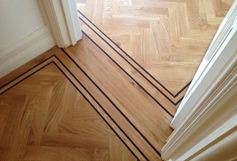 The House Project - Parquet flooring options - Holly Goes Lightly Dark Oak Flooring, Dark Blue Kitchens, Wood Floor Finishes, Inlay Flooring, Rustic Wood Floors, Wood Floor Design, Wood Parquet Flooring, Wood Company, Woodworking Joinery