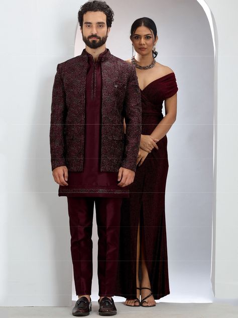 Short Indowestern Outfits For Men, Wine Colour Jodhpuri For Men, Wine Colour Kurta For Men, Jotpuri Suit For Men, Men Designer Suits, Indowestern Outfits For Men, Western Outfits For Men, Suits For Men Wedding, Wedding Dress For Men