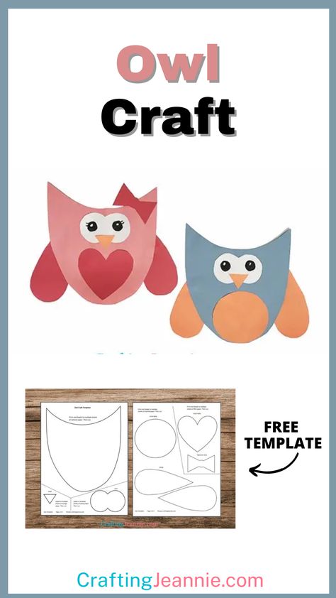 This simple Owl craft (with Free TEMPLATE) is super easy for a group of kids! Make it for the classroom, preschool or Valentine's day party. Boy Scout Crafts, Free Craft Templates, Preschool Valentine Crafts, Zoo Crafts, Simple Owl, Classroom Preschool, Owl Templates, Owl Craft, Preschool Valentines