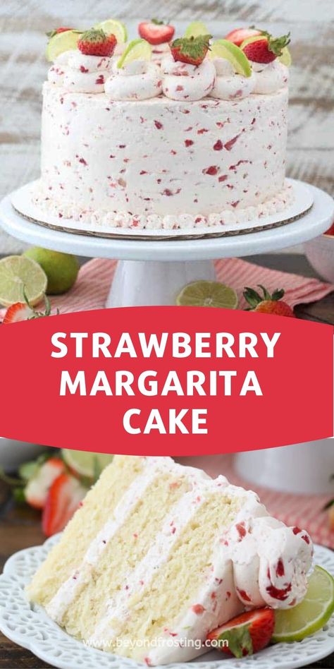 Strawberry Margarita Cake Recipe, Strawberry Margarita Cake, Margarita Cake Recipe, Strawberry Swiss Meringue Buttercream, Margarita Cake, Moist Cake Recipe, July Desserts, Cake From Scratch, Postre Keto