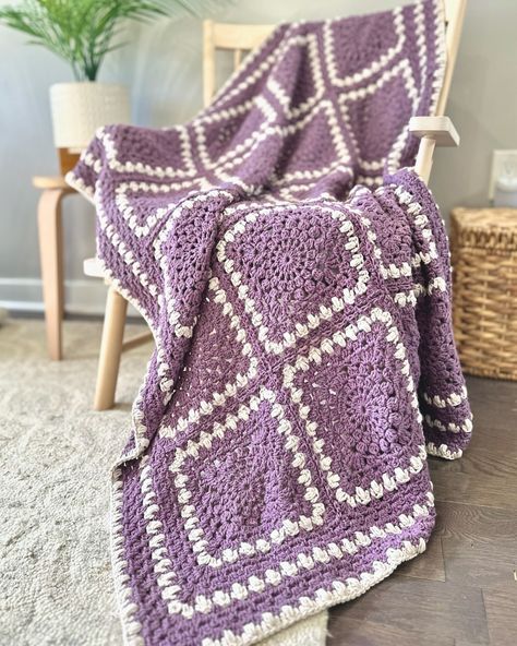 Cherie | This cozy lilac blanket landed on the doorstep of its recipient today- I hope she loves it as much as I loved making it for her! 💜💜💜… | Instagram Crochet Blanket Purple, Purple Crochet Blanket, Lilac Blanket, Lavender Crochet, Purple Crochet, She Loves, Baby Blanket, Crochet Blanket, Lilac