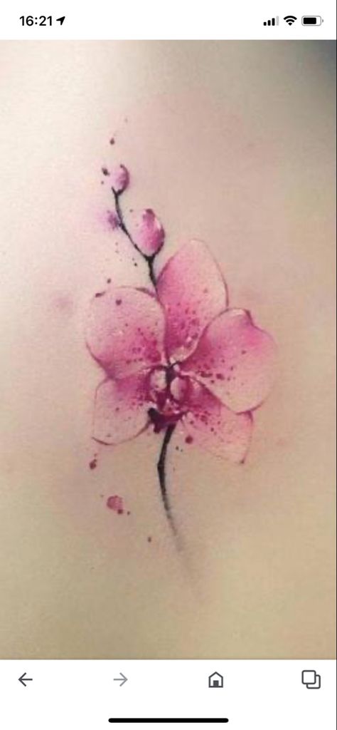 Watercolour Orchid Tattoo, Japanese Orchid Tattoo, Watercolor Orchid Tattoo, Diamond Tattoo Designs, Fingerprint Tattoos, Watercolour Tattoos, Diamond Tattoo, Tattoos To Cover Scars, Orchid Tattoo