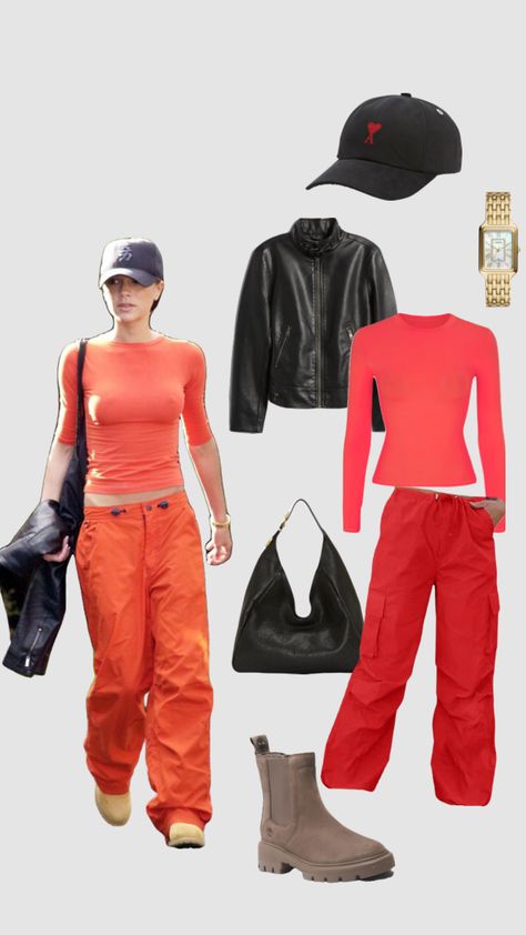 Orange Outfit, Victoria Beckham, Red Color, Leather Shoulder Bag, Shoulder Bag, My Style, Orange, Red, Leather