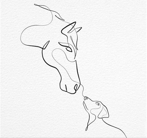 Line Work Horse Tattoo, Horse Profile Tattoo, Human And Dog Tattoo, Horse Head Tattoo Simple, Horse Line Tattoo Simple, Horse Dog Tattoo, Horse Line Drawing Simple, Jumping Horse Tattoo, Horse And Dog Drawing