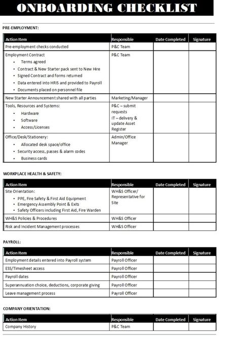 Onboarding Checklist Templates - Excel Word Template Free Proposal Template, Packing List Template, Onboarding Checklist, Attendance Sheet, Employee Development, Education Templates, Statement Template, Checklist Template, Hr Management