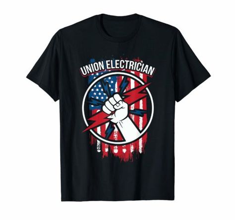 Union electrician shirts Gift for Electrical Workers Union Workers, Electrician T Shirts, Novelty Clothing, American Flag Shirt, Vintage Fonts, Flower Shirt, Cool Tees, Personalized Shirts, Branded T Shirts