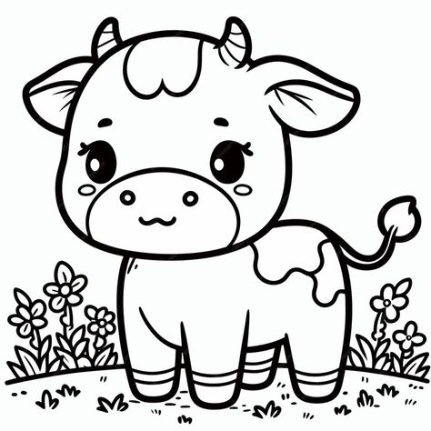 A cartoon cow with a black and white background with a pencil drawing of a cow | Premium AI-generated vector Cow Vector Illustration, How To Draw A Cow, Easy Cow Drawing, Drawing Of A Cow, Cow Vector, Cow Drawing, Cow Colour, Cartoon Cow, Black And White Background