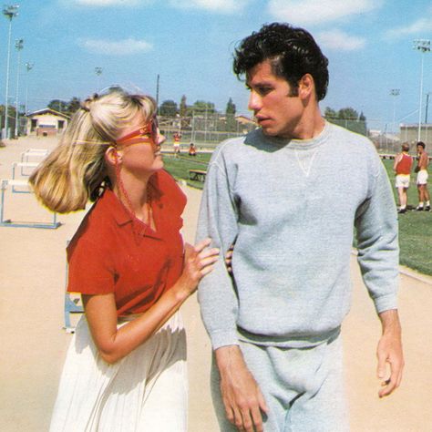 We're big fans of Danny Zuko's grey mark tracksuit as worn in [i]Grease[i] in 1978. John Travolta, Grease, The Sky, Sound, Blue