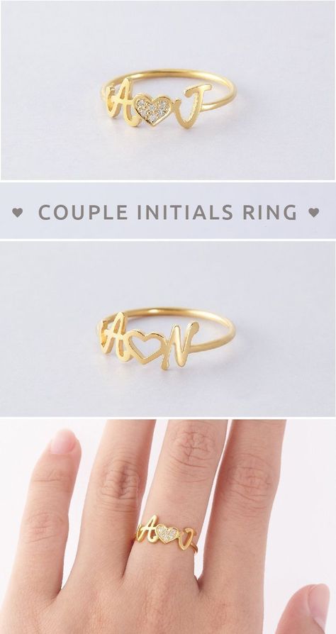 Personalized Initial Ring, Couple Ring Design, Gold Initial Ring, Custom Signet Ring, Rings Couple, Girlfriend Jewelry, Engagement Rings Couple, Bracelet Initial, Friend Jewelry