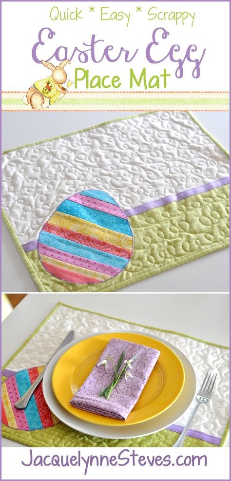 23 Free Easter Patterns to Sew - Jacquelynne Steves Easter Egg Table Runner, Simple Easter Eggs, Easter Placemats, Easter Table Runners, Trendy Sewing Projects, Easter Egg Pattern, Quilt Sewing Patterns, Place Mats Quilted, Placemats Patterns