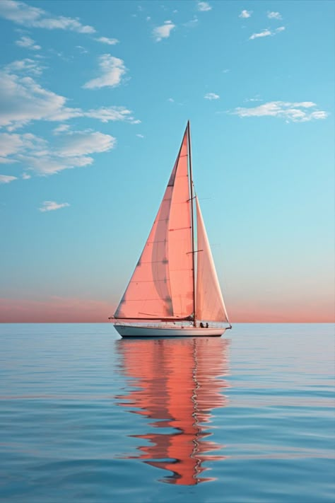 Sailboat On The Ocean, Sail Boat Photo, Sail Boats Photography, Boat In The Sea Painting, Boat Pictures Aesthetic, Sea Boat Painting, Sailing Watercolor, Sailboat Images, Sailboat Pictures