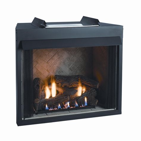 Breckenridge VFS42FB2EF Select Vent-Free Flush Gas Firebox with Banded Brick Ceramic Liner - 42 Inch Herringbone Brick, Gas Log Sets, Free Gas, Ceramic Fiber, Gas Logs, Wood Fireplace, Stove Fireplace, Fireplace Inserts, White Mountain