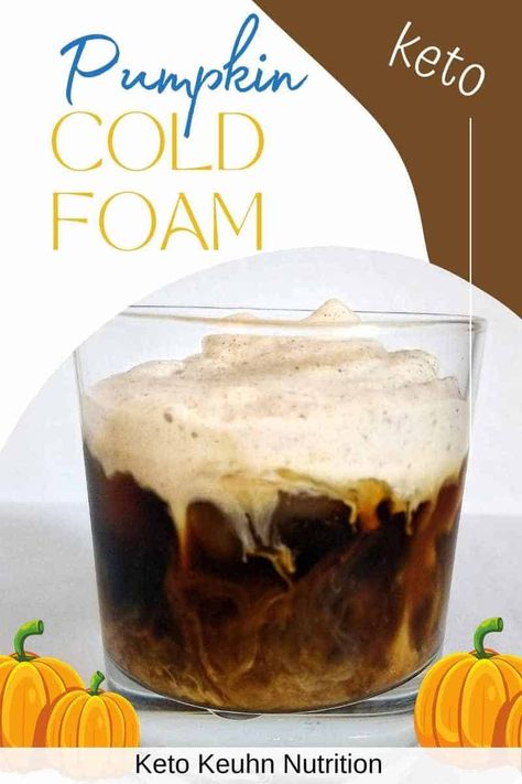 Keto Pumpkin Cold Foam, Pumpkin Cold Foam Recipe, Cold Foam Recipe, Pumpkin Cold Foam, Low Carb Starbucks Drinks, Foam Recipe, Pumpkin Waffles Recipe, Pumpkin Cream Cold Brew, Low Carb Starbucks