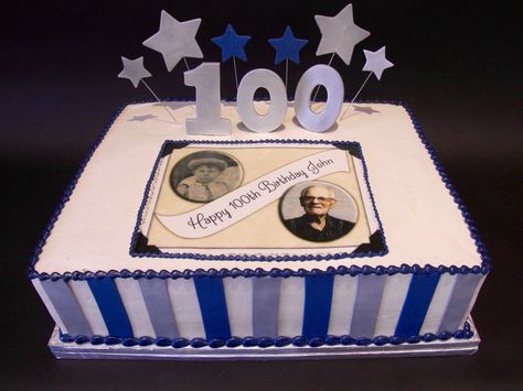 100 Birthday Cake Ideas, 100th Birthday Cake Ideas, 100 Birthday Cake, 100th Birthday Cake, 100th Birthday Party Decorations, Pastel Rectangular, 100 Years Celebration, 98th Birthday, 100 Birthday