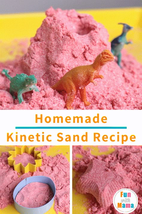 Play Sand Recipe, Kinetic Sand Recipe, Homemade Kinetic Sand, Ece Activities, Make Kinetic Sand, Sand Recipe, Diy Kinetic Sand, Sands Recipe, Moon Sand