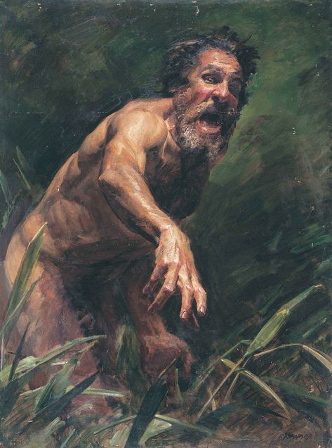 Robert Hannaford (1944 - ) | Self Portrait as a Wild Man Robert Hannaford, Wild Man, Shotting Photo, Figurative Artists, Old Paintings, Naha, Traditional Paintings, Male Art, Figurative Art