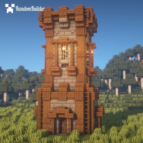 5,016 Likes, 30 Comments - Random | Minecraft Builder (@randombuildermc) on Instagram: “Watch Tower! Follow @randombuildermc for more #Minecraft Content! ———————————————————— >Built by me…” Watch Towers Minecraft, Watch Tower Minecraft Ideas, Minecraft Building Tower, Minecraft Village Tower, Minecraft Watch Tower Ideas, Minecraft Tower Build, Tower Minecraft Ideas, Watchtower Minecraft, Minecraft Watch Tower