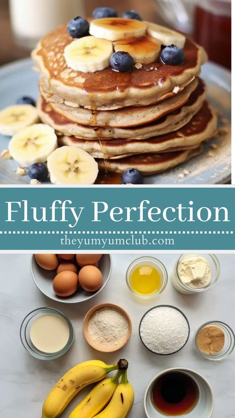 https://theyumyumclub.com/ Banana Pancake Gluten Free, Healthy Banana Pancakes Oats, Banana Chia Pancakes, Whole 30 Banana Pancakes, Gluten Free Banana Waffles, Healthy Gluten Free Pancakes, Gf Banana Pancakes, Banana Pancakes Paleo, Banana Pancakes Gluten Free