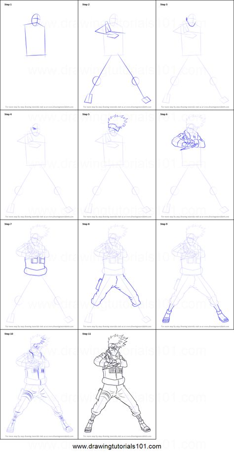 How to Draw Kakashi Hatake from Naruto printable step by step drawing sheet : DrawingTutorials101.com Kakashi Full Body Drawing, Kakashi Drawing Tutorial, Kakashi Hatake Full Body Drawing, Kakashi Drawing Easy Step By Step, Naruto Characters Drawings Sketches, Kakashi Hatake Drawing Pencil, How To Draw Kakashi Step By Step, How To Draw Naruto Characters, How To Draw Naruto Step By Step