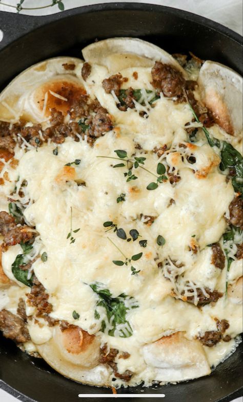 Pierogi And Meatball Skillet, Dinners With Perogies, What To Eat With Pierogies, Sausage And Perogies Recipes, Pirogi Recipes, Pierogies Recipes, Potato Board, Pierogi Pizza, Simple Ingredient Recipes